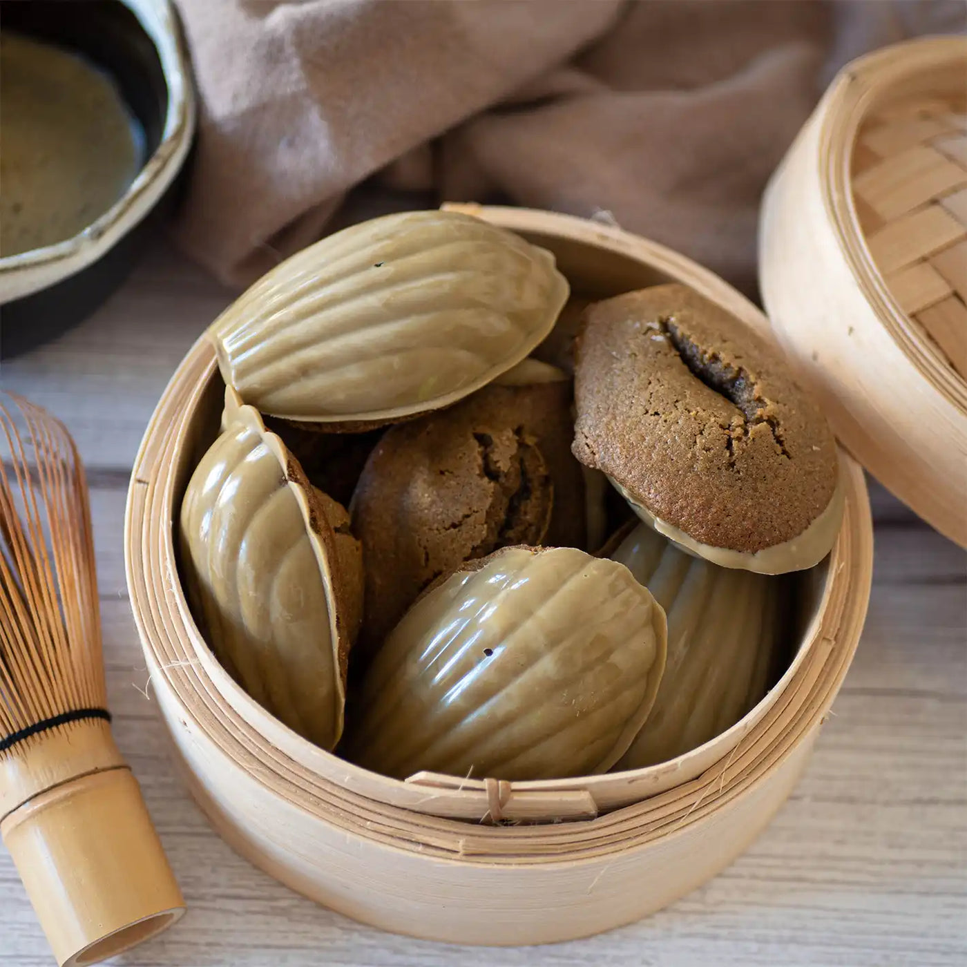 la recette des madeleines au thé vert Hojicha de la Maison un air de thé à Bordeaux